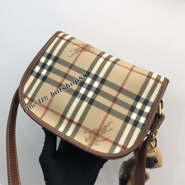 Burberry專櫃新款中古vintage系列新款單肩斜挎馬鞍包 巴寶莉單肩斜挎女包 yxb1028